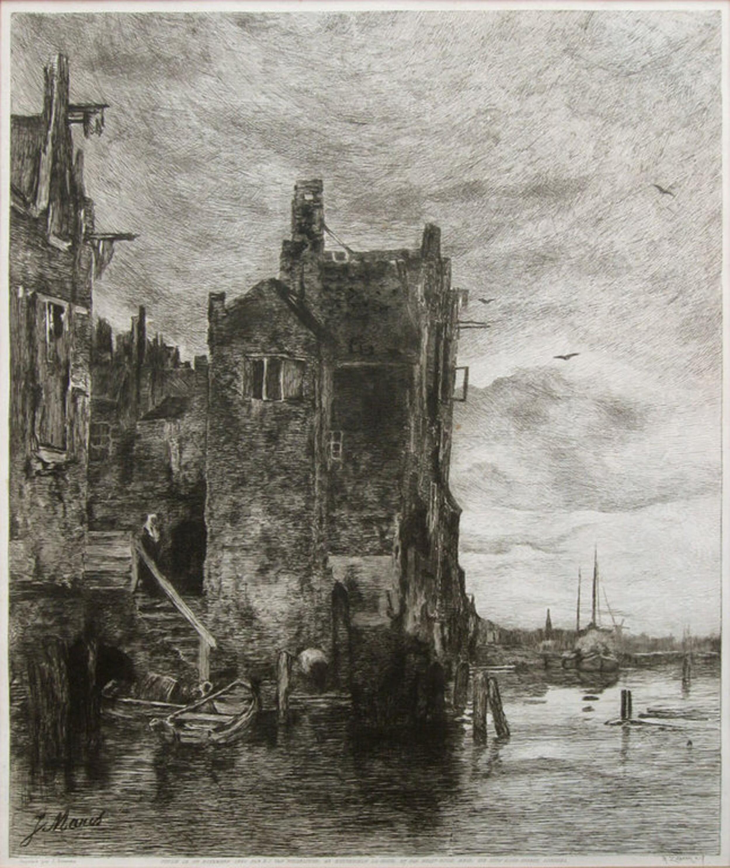 Een echte situatie van het schilderij van Maris bestaat niet. Het is gefantaseerd. Philip Zilcken maakte een prent van het schilderij waaronder 'Souvenir d'Amsterdam' kwam te staan... En soms ook weer 'Souvenir de Dordrecht'... Op andere prenten naar het schilderij werd wel 'Oud Dordrecht' gezet